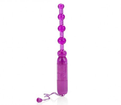 Фиолетовая анальная цепочка Waterproof Vibrating Pleasure Beads, California Exotic Novelties