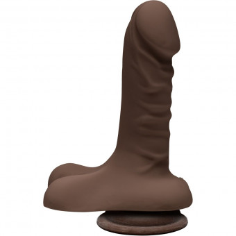 Коричневый фаллоимитатор с мошонкой на присоске The D Super D 6" Chocolate - 16,5 см., Doc Johnson
