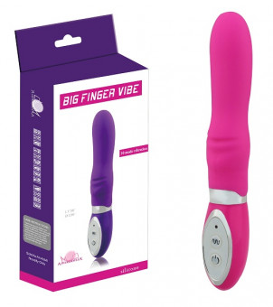 Розовый вибратор с ребристым выступом Big Finger Vibe - 18 см., Howells