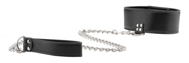 Чёрный двусторонний ошейник с поводком Reversible Collar with Leash, Shots Media BV