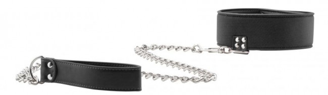 Чёрный двусторонний ошейник с поводком Reversible Collar with Leash, Shots Media BV