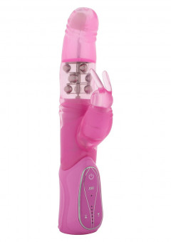 Розовый вибратор PREMIUM RANGE DREAM7 BUNNY - 25 см., Seven Creations