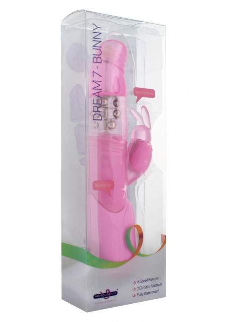 Розовый вибратор PREMIUM RANGE DREAM7 BUNNY - 25 см., Seven Creations