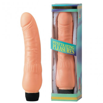 Телесный вибратор VINYL P-SHAPE - 24 см., Seven Creations