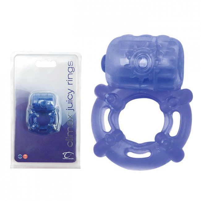Голубое эрекционное кольцо с вибрацией Climax Juicy Rings, Topco Sales