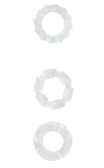 Набор из 3 прозрачных эрекционных колец MENZSTUFF STRETCHY COCK RINGS, Dream Toys