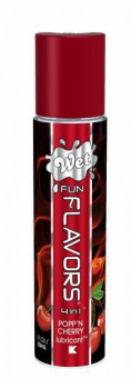 Разогревающий лубрикант Fun Flavors 4-in-1 Popp n Cherry с ароматом вишни - 30 мл., Wet International Inc.