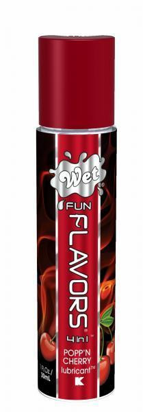 Разогревающий лубрикант Fun Flavors 4-in-1 Popp n Cherry с ароматом вишни - 30 мл., Wet International Inc.