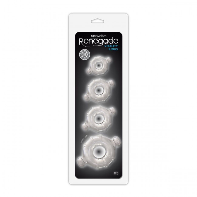 Набор из 4 прозрачных колец разного диаметра Renegade Vitality Rings, NS Novelties