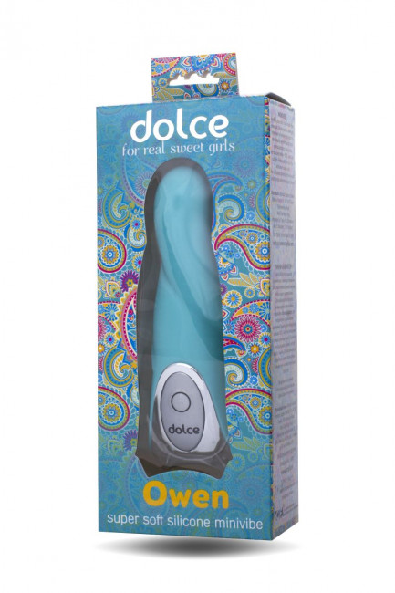 Голубой мини-вибратор Dolce Owen - 12,5 см., ToyFa