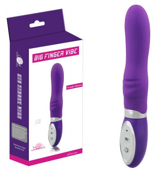 Фиолетовый вибратор с ребристым выступом Big Finger Vibe - 18 см., Howells