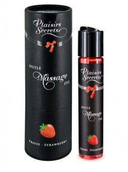 Массажное масло с ароматом клубники Huile de Massage Gourmande Fraise des Bois - 59 мл., Plaisir Secret