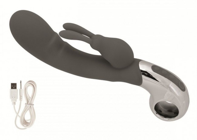 Серый вибратор Embrace Bunny Wand - 21 см., California Exotic Novelties Серый вибратор Embrace Bunny Wand - 21 см., California Exotic Novelties