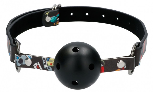 Черный кляп-шарик Breatheable Ball Gag Old School Tattoo Style Черный кляп-шарик Breatheable Ball Gag Old School Tattoo Style