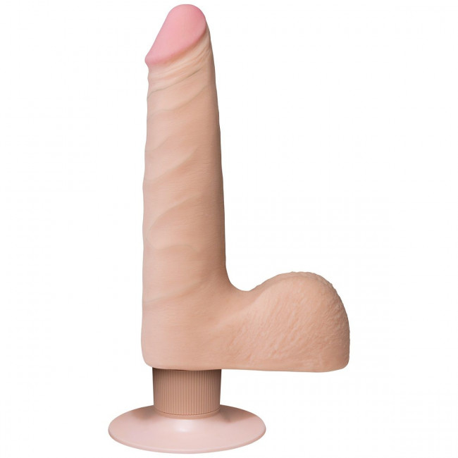 Телесный вибромассажер The Realistic Cock ULTRASKYN Vibrating 7” Slim - 22,1 см., Doc Johnson