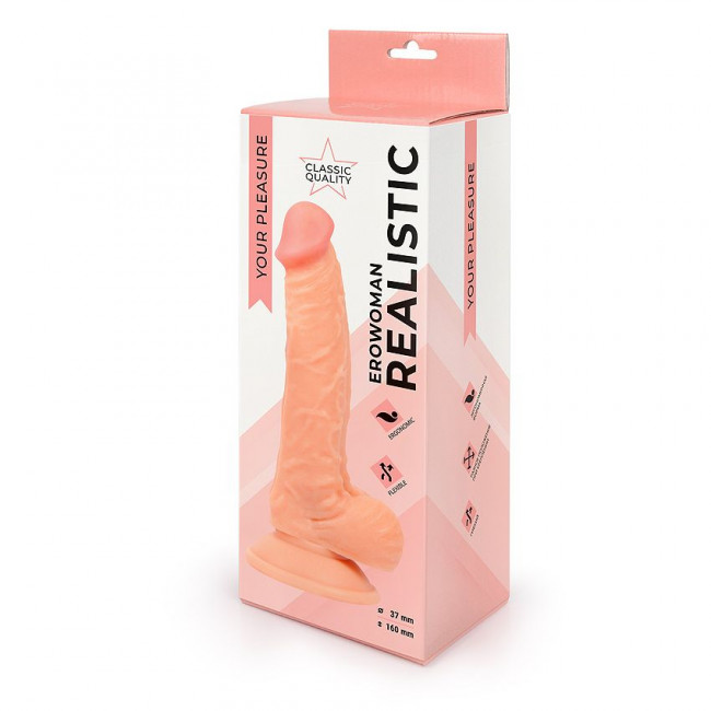 Реалистичный телесный фаллоимитатор Erowoman на присоске, Bior toys Реалистичный телесный фаллоимитатор Erowoman на присоске, Bior toys