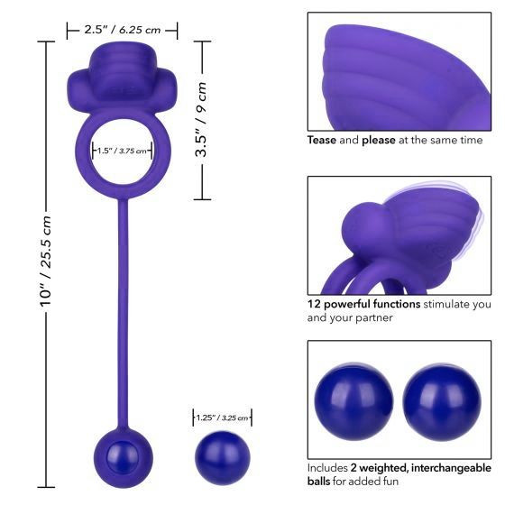 Фиолетовое эрекционное кольцо с утяжелителем Silicone Rechargeable Dual Rockin Rim Enhancer Фиолетовое эрекционное кольцо с утяжелителем Silicone Rechargeable Dual Rockin Rim Enhancer