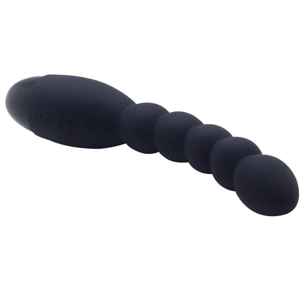 Черный анальный вибростимулятор Lovers Beads - 19 см. 