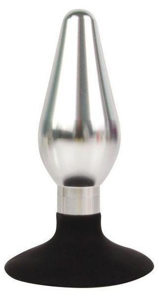 Серебристо-черная конусовидная анальная пробка - 10 см., Bior toys