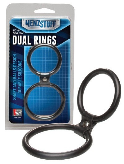 Чёрное двойное эрекционное кольцо Dual Rings Black, Dream Toys Чёрное двойное эрекционное кольцо Dual Rings Black, Dream Toys