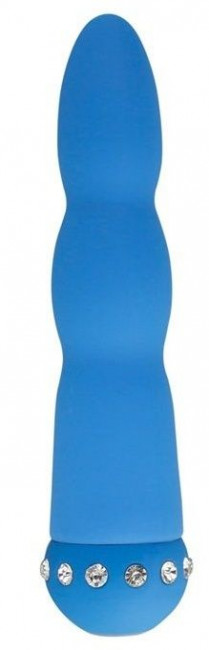 Голубой вибратор WAVY WAND со стразами - 14 см. Голубой вибратор WAVY WAND со стразами - 14 см.