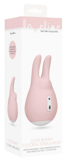 Розовый клиторальный стимулятор Love Bunny - 9,4 см., Shots Media BV