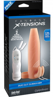 Телесная вибронасадка Duo Clit Climax-Her - 15 см., Pipedream