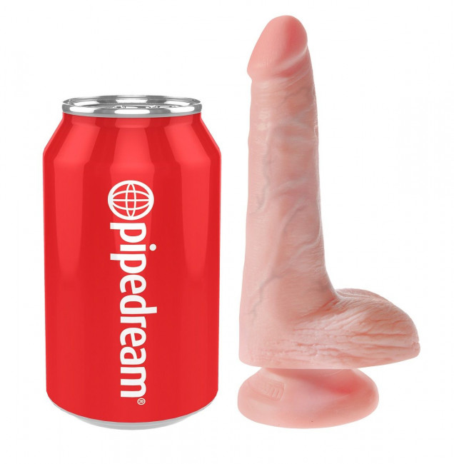 Телесный фаллоимитатор с мошонкой и присоской 6" Cock with Balls - 17,8 см., Pipedream