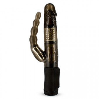 Дымчатый вибратор с анальным хвостом DOUBLE VIBE BLACK ROGER - 21 см., Toyz4lovers