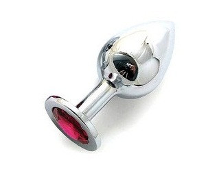 Анальная пробка BUTT PLUG  Large с рубиновым кристаллом - 9,5 см., Anal Jewelry Plug