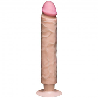 Телесный вибратор-реалистик The Realistic Cock ULTRASKYN Without Balls Vibrating 10” - 29,2 см., Doc Johnson