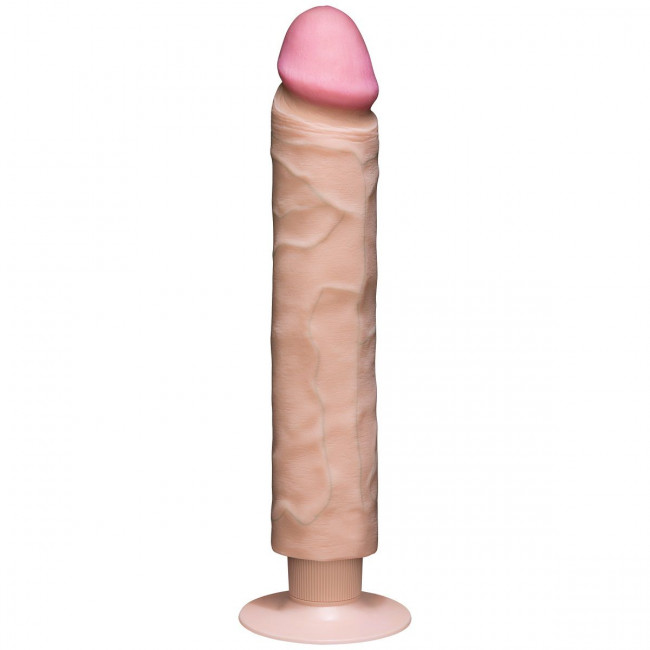 Телесный вибратор-реалистик The Realistic Cock ULTRASKYN Without Balls Vibrating 10” - 29,2 см., Doc Johnson