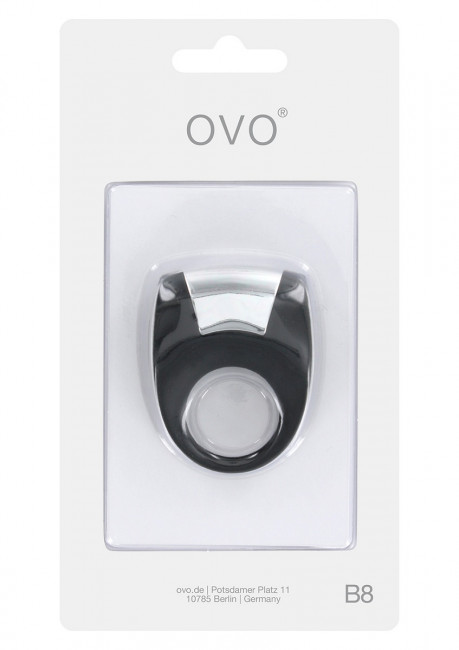 Чёрное эрекционное кольцо B8 с вибрацией, OVO