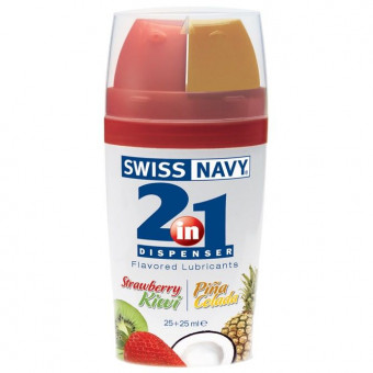 Ароматизированный лубрикант Swiss Navy Lube 2-in-1 Strawberry Kiwi & Pina Colada - 50 мл., Swiss navy