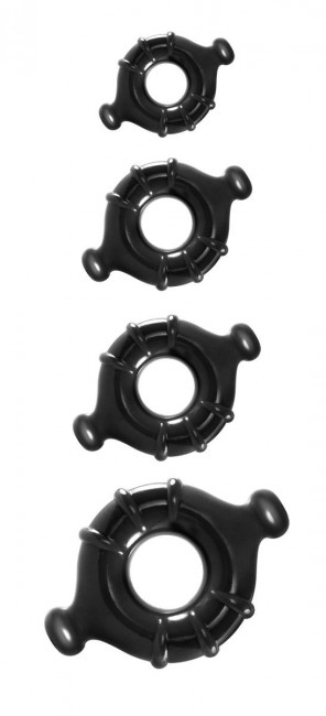Набор черных эрекционных колец Vitality Rings разного диаметра, NS Novelties