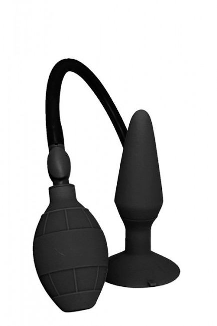 Чёрная анальная втулка с функцией расширения MENZSTUFF LARGE INFLATABLE PLUG - 14,5 см., Dream Toys