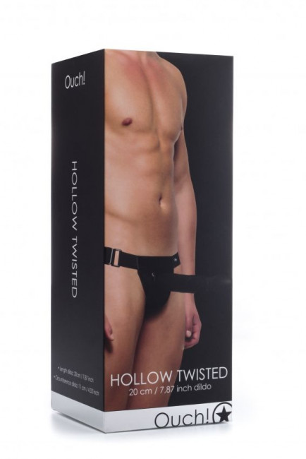 Чёрный полый страпон Hollow Twisted Strap On - 20 см., Shots Media BV