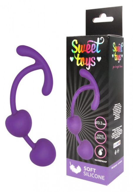 Фиолетовые силиконовые вагинальные шарики с ограничителем, Bior toys