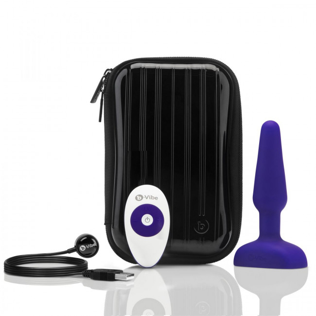 Фиолетовая анальная вибропробка с 3 источниками вибрации TRIO REMOTE CONTROL PLUG  PURPLE - 13,5 см., b-Vibe