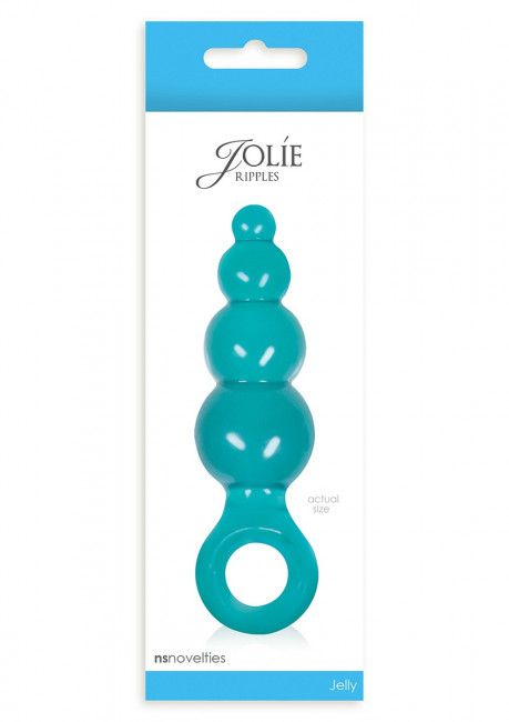 Средняя бирюзовая анальная пробка Jolie - Ripples, NS Novelties
