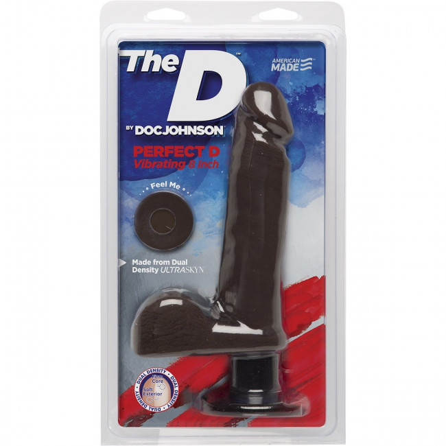 Коричневый вибратор-реалистик Perfect D Vibrating 8" with Balls, Doc Johnson Коричневый вибратор-реалистик Perfect D Vibrating 8" with Balls, Doc Johnson