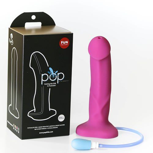 Ярко-розовый фаллоимитатор с функцией семяизвержения Pop Dildo - 17,9 см., Fun Factory