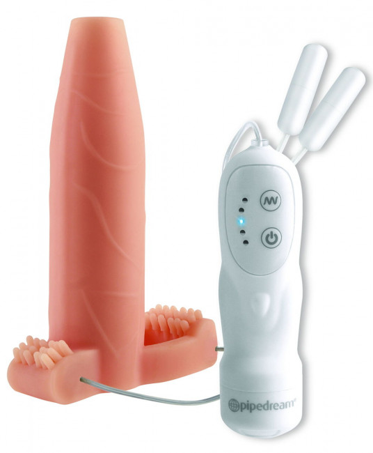 Телесная вибронасадка Real Feel Twin Teazer - 15 см., Pipedream