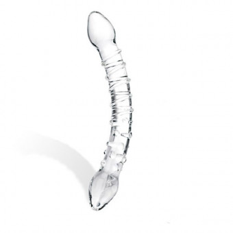 Прозрачный стеклянный фаллоимитатор с двумя концами - 24 см., Glas