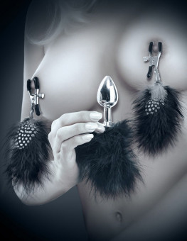 Набор Feather Nipple Clamps & Butt Plug: зажимы на соски и анальная пробка с пёрышками, Pipedream