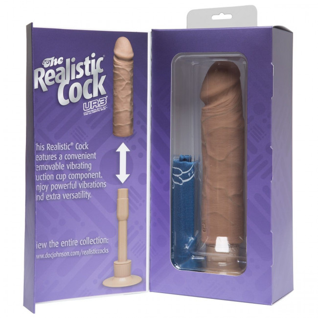 Вибратор-мулат The Realistic Cock ULTRASKYN Without Balls Vibrating 8” - 24,1 см., Doc Johnson