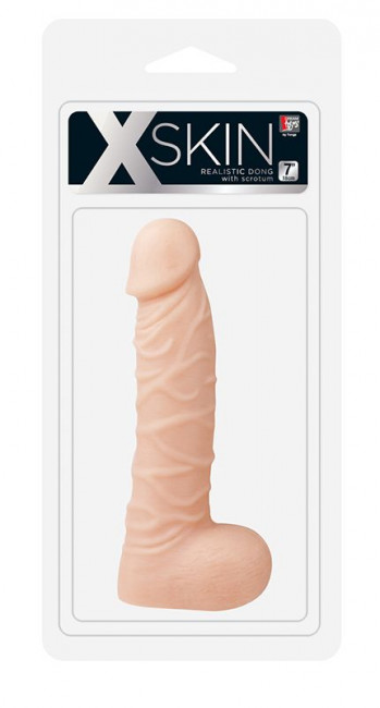 Телесный фаллоимитатор с богатым рельефом поверхности XSKIN 7 PVC DONG - 18 см., Dream Toys