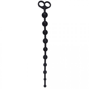 Чёрная анальная цепочка с 10 звеньями ANAL JUGGLING BALL SILICONE - 33,6 см., Toyz4lovers