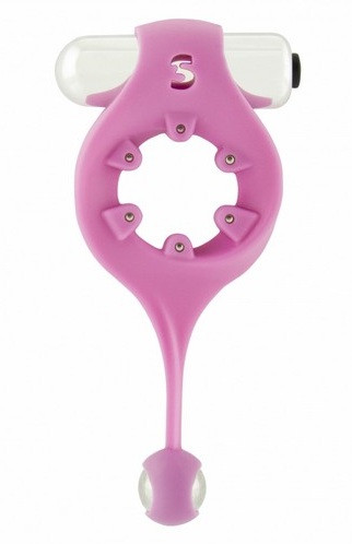 Розовое виброкольцо Vibrating Endless Cockring Magnet с шариком , Shots Media BV