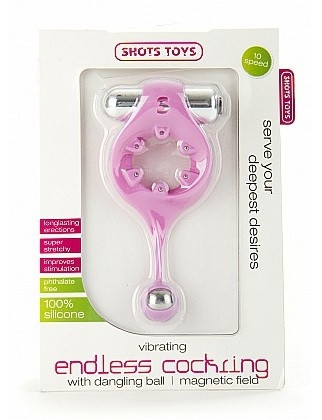 Розовое виброкольцо Vibrating Endless Cockring Magnet с шариком , Shots Media BV